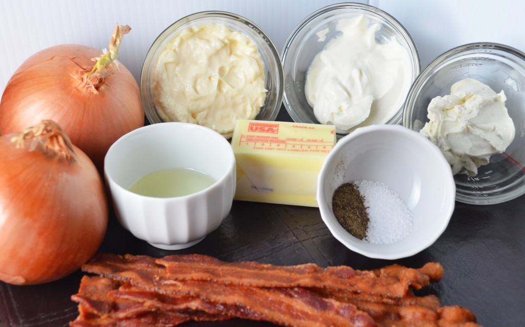 Bacon Jalapeno Onion Dip ingredients