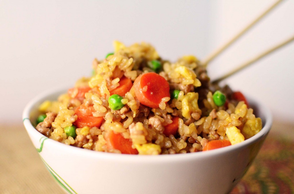 Quick Pork Fried Rice close up