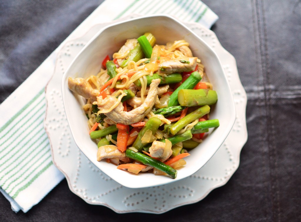 Quick Pork and Asparagus Noodle Bowl