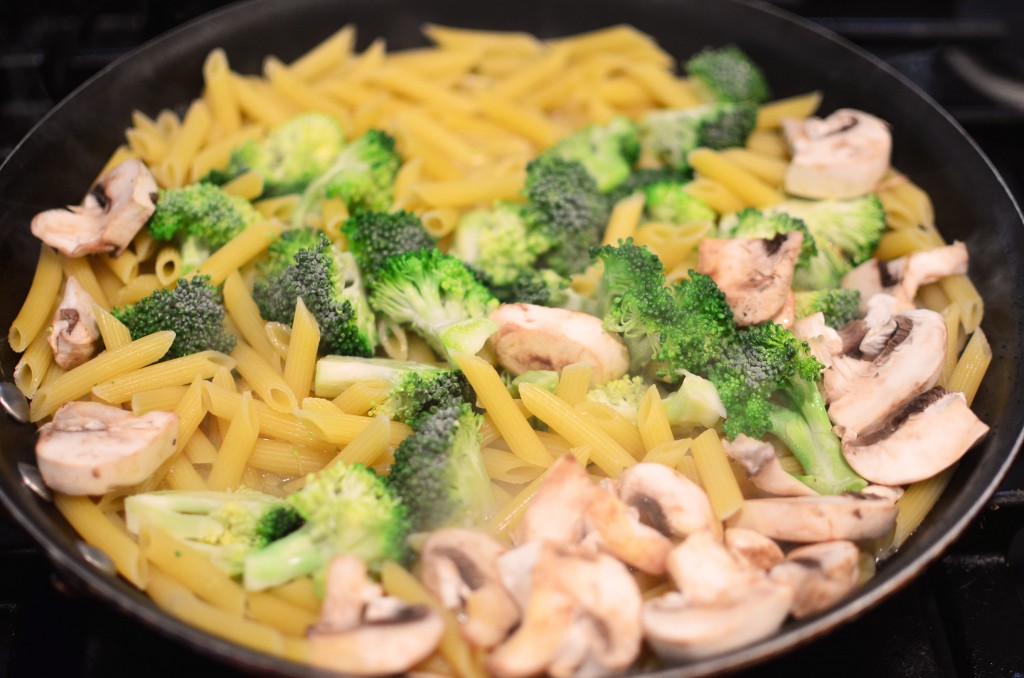 5 Broccoli and Mushrooms in pan