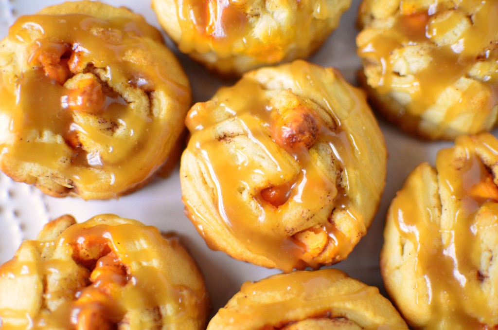 Pumpkin Spice Rolls with Caramel Drizzle aerial