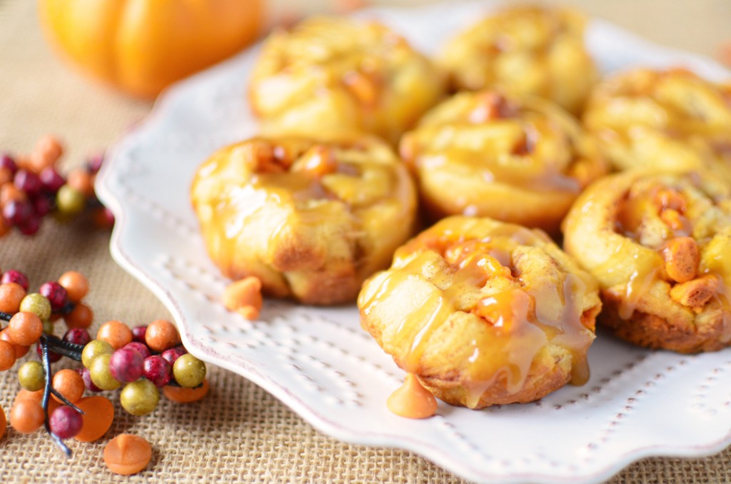 Pumpkin Spice Rolls with Caramel Drizzle side close 2