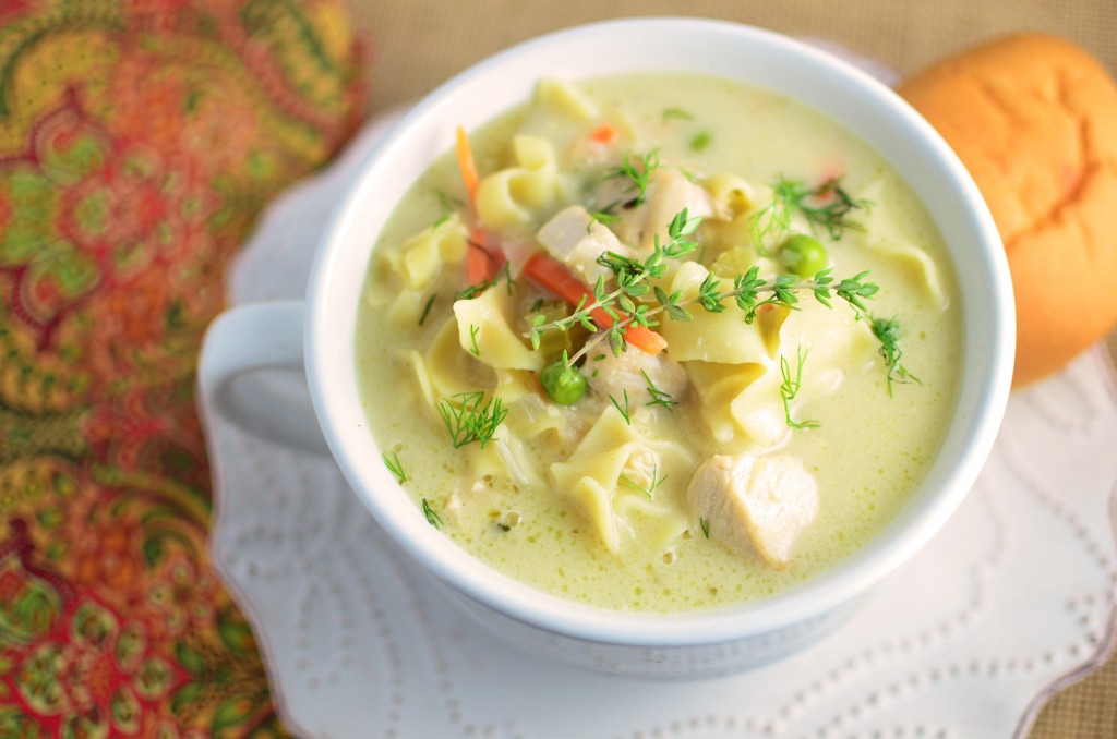 Creamy Chicken Noodle Soup close