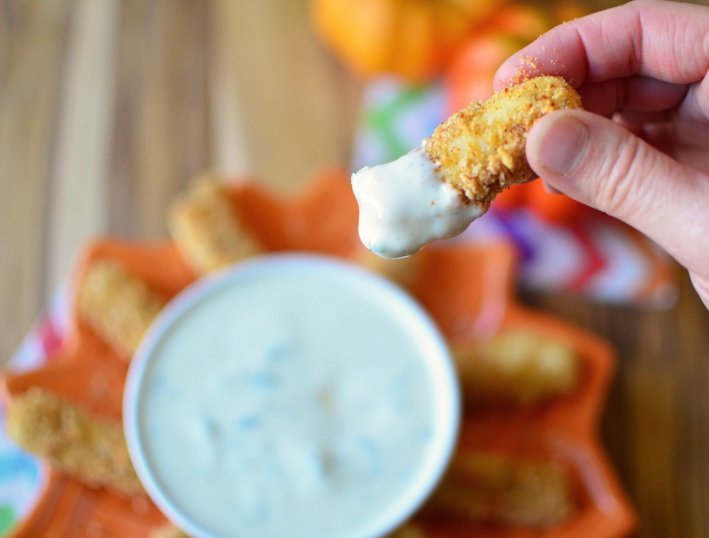 Spicy Baked Mozzarella Sticks with Ranch