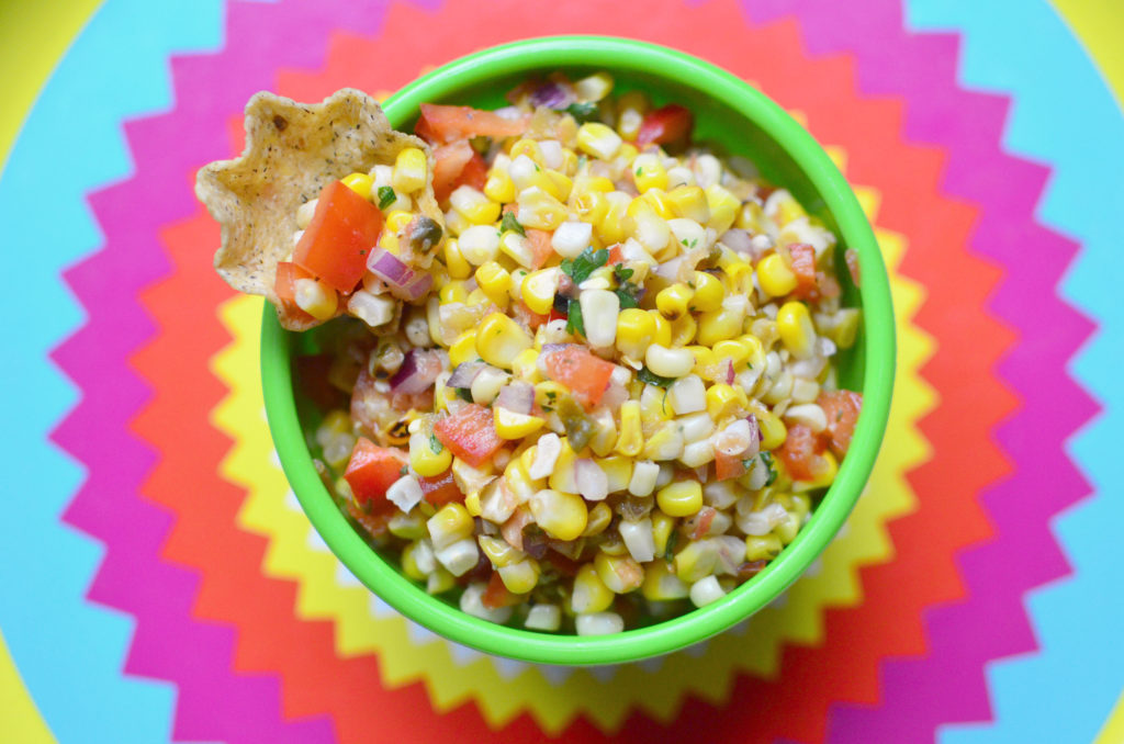 Roasted Corn Salsa aerial colorful