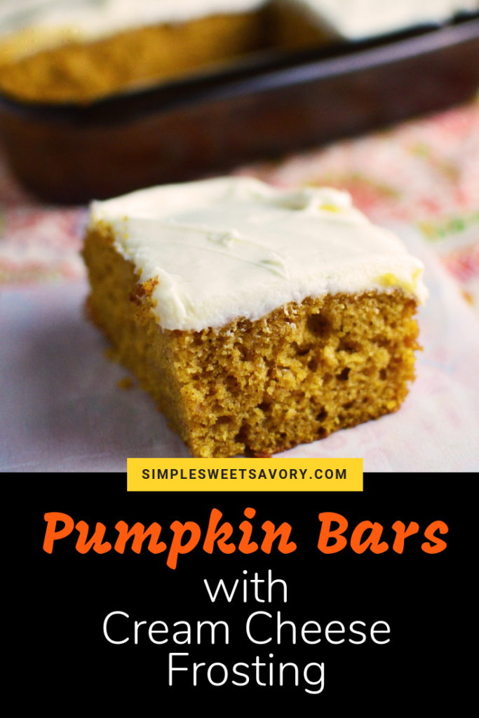 Pumpkin Bars with Cream Cheese Frosting - Simple, Sweet & Savory